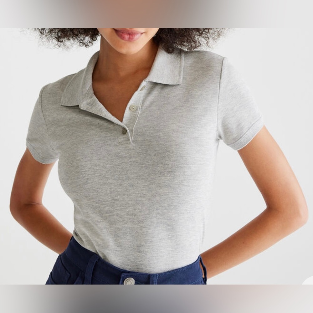 NWT Aeropostale Uniform Piqué Polo in Light Heather Grey Y2K Size Medium